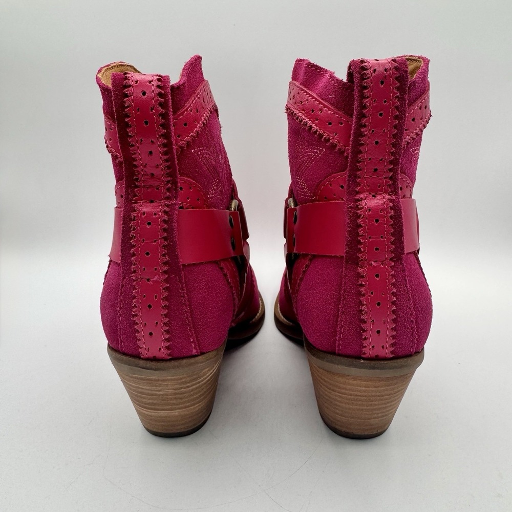Dingo Gummy Boots Women's Size 7 Pink Suede‎ Harness Western Booties - Picture 13 of 16